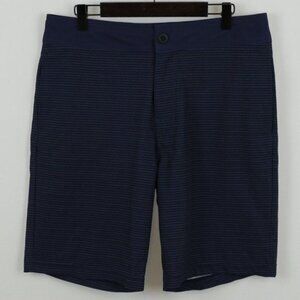 Prana Saxton Men's Size 31 Blue Striped Quick Drying Flat Front Bermuda Shorts